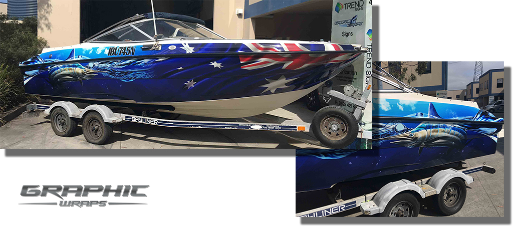 Marlin Aussie Flag Boat Wrap