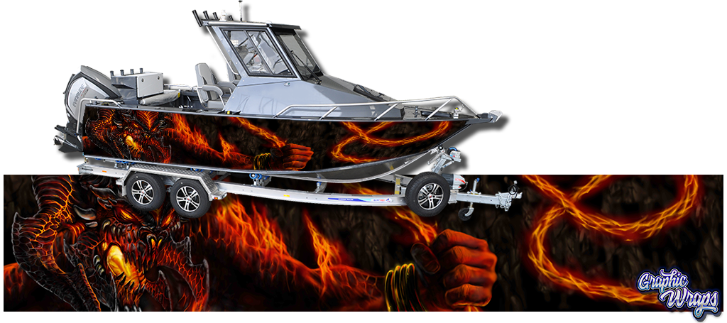 Fire Demon Boat Wrap