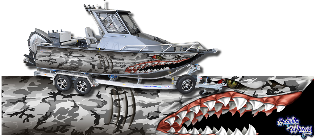 Scraper Tooth Shark Boat Wrap
