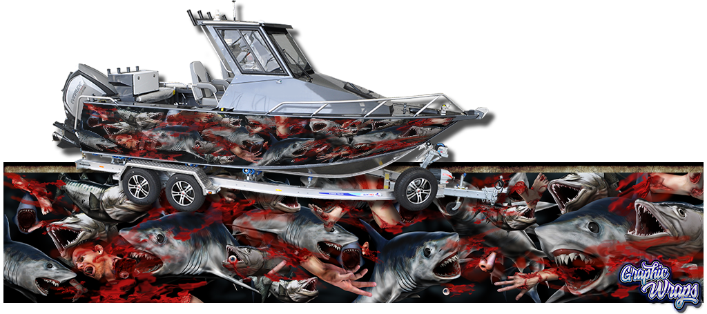Shark Horror Boat Wrap