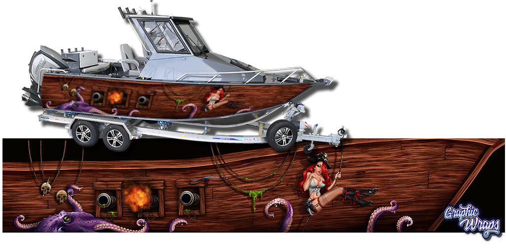 Pirate boat wrap