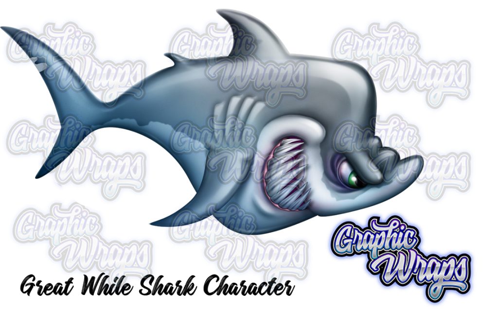 Great While Shark Character Graphic Wraps Character Asset 1